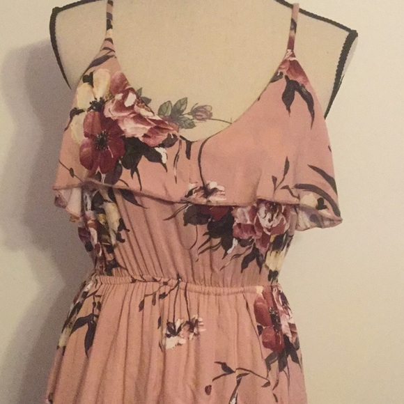 BLUSH MAUVE HI-LOW FLORAL MAXI DRESS - Picture 4 of 8